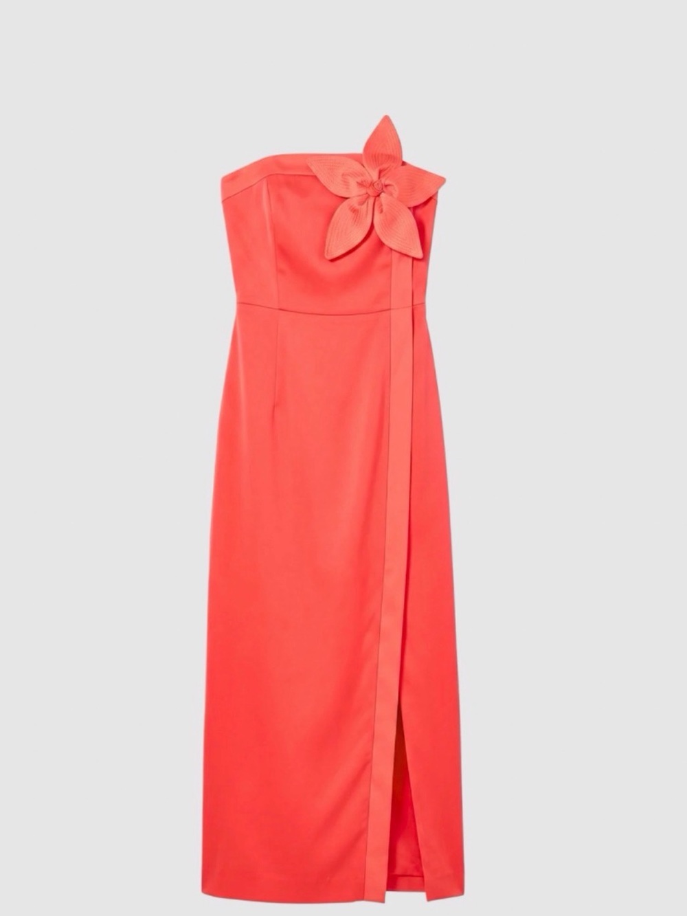 Lilly Pulitzer Strapless Coral Gown with Floral Appliqué
